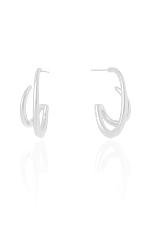 Brinco Argola Filetes Duplos Lisos 2.7 cm Ródio Branco