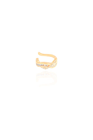 Piercing Entrelaçado Baguetes Cristal Banhado a Ouro 18K