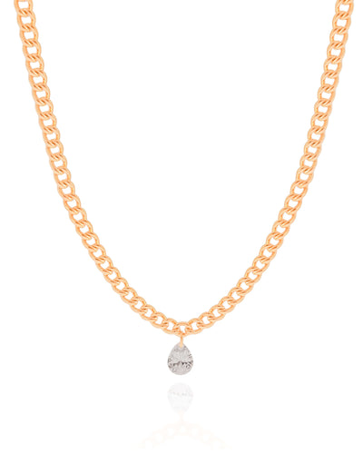 Choker Grumet Gota Cristal Banhado a Ouro 18K - 33 cm