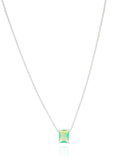 Gargantilha Pingente Retangular Turmalina Ródio Branco - 45 cm