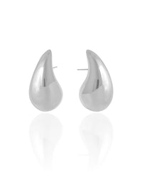 Brinco Gota Lisa 3.2 cm Ródio Branco