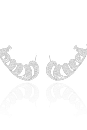 Ear Cuff Gotas Cravejadas Cristal Ródio Branco