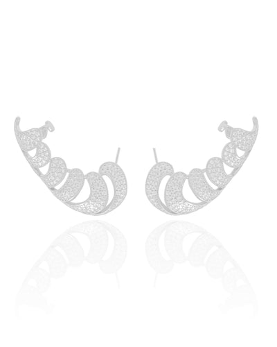 Ear Cuff Gotas Cravejadas Cristal Ródio Branco