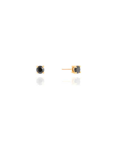 Brinco Ponto de Luz Preto 5 mm Banhado a Ouro 18K