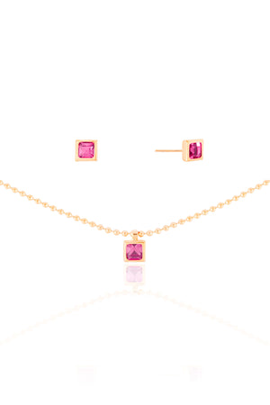 Conjunto Ametista Cravejado Banhado a Ouro 18K