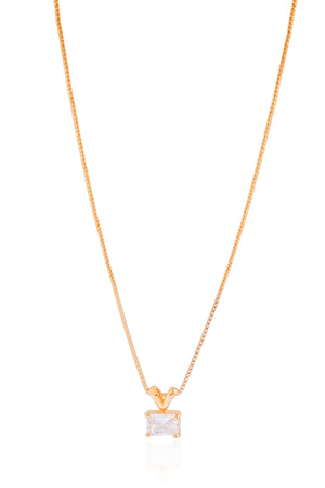 Gargantilha Veneziana Retangular Cristal Banhado a Ouro 18K - 40 cm