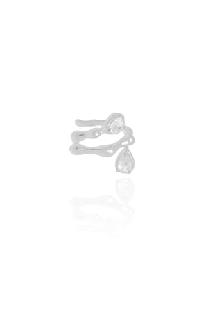 Piercing Orgânico Gotas Cristal Ródio Branco