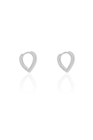 Brinco Argola Click Coração Lisa 1.4 cm Ródio Branco