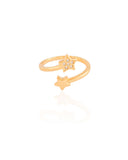 Anel Ajustável Estrelas Cravejado Cristal Tamanho G Banhado a Ouro 18K