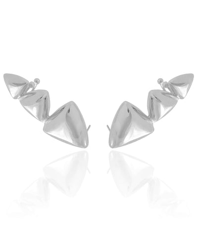 Ear Cuff Triângulos Lisos Ródio Branco
