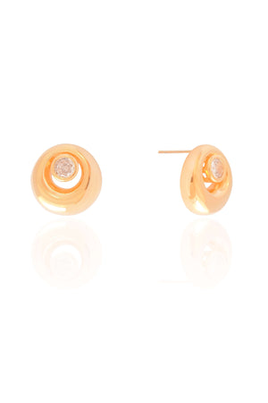 Brinco Redondo Ponto de Luz Cristal 1.7 cm Banhado a Ouro 18K