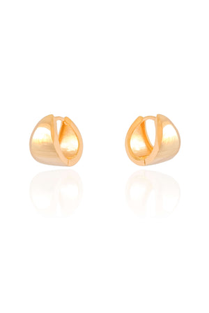 Brinco Argola Click Abaulada Lisa 1.5 cm Banhado a Ouro 18K