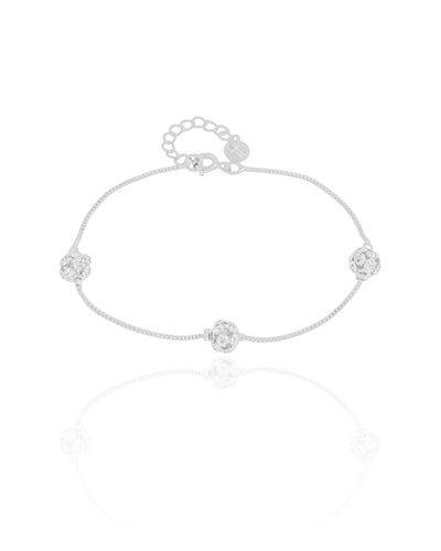 Pulseira Bola com Zircônia Cristal Ródio Branco