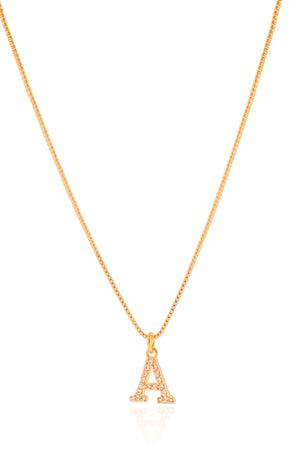 Gargantilha Veneziana Letra A Cravejada Cristal Banhado a Ouro 18K - 45 cm