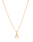 Gargantilha Veneziana Letra A Cravejada Cristal Banhado a Ouro 18K - 45 cm
