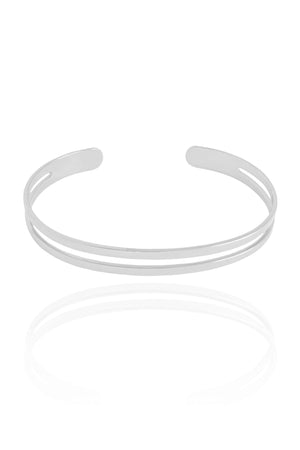 Bracelete Dois Filetes Lisos 6 mm Ródio Branco