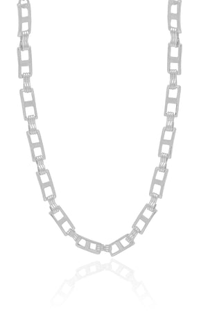 Choker Elos Retangulares 5 mm Ródio Branco