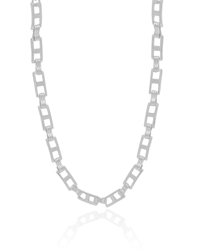Choker Elos Retangulares 5 mm Ródio Branco
