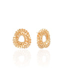Brinco Argola Frontal Bolinhas Achatadas 2.2 cm Banhado a Ouro 18K