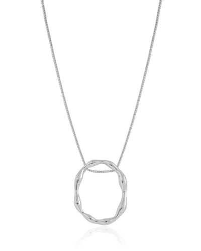 Colar Veneziana Oval Orgânico Ródio Branco - 45 cm