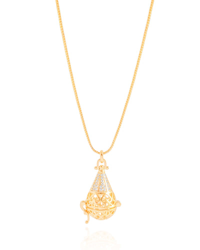 Colar Longo Perfumeiro Cravejado Cristal Banhado a Ouro 18K - 70 cm