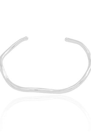 Bracelete Ondulado Ródio Branco