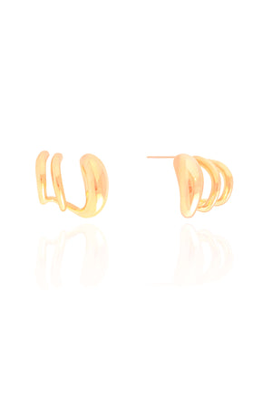 Ear Cuff Três Filetes Lisos 1.7 cm Banhado a Ouro 18K