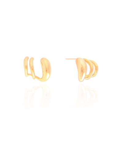 Ear Cuff Três Filetes Lisos 1,7 cm Banhado a Ouro 18K