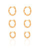 Trio de Argolas Gomos Lisos Banhado a Ouro 18K