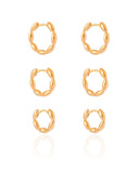 Trio de Argolas Gomos Lisos Banhado a Ouro 18K