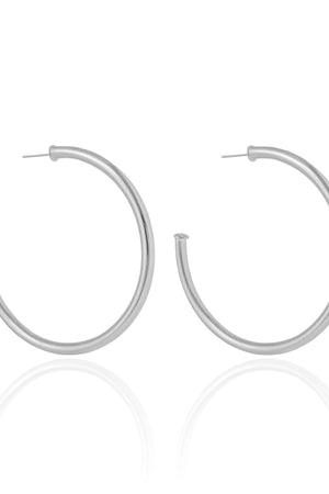 Brinco Argola Tubo 6.5 cm Ródio Branco