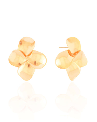 Brinco Quatro Pétalas Banhado a Ouro 18K