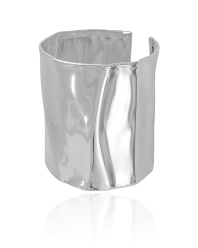 Bracelete Martelado 6,2 cm Ródio Branco