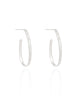 Brinco Argola Oval Fio Reto Liso 3.4 cm Ródio Branco