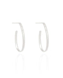 Brinco Argola Oval Fio Reto Liso 3.4 cm Ródio Branco