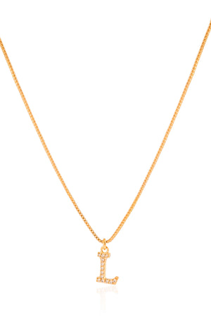 Gargantilha Veneziana Letra L Cravejada Cristal Banhado a Ouro 18K - 45 cm