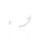 Brinco Ear Cuff Pérolado Ródio Branco