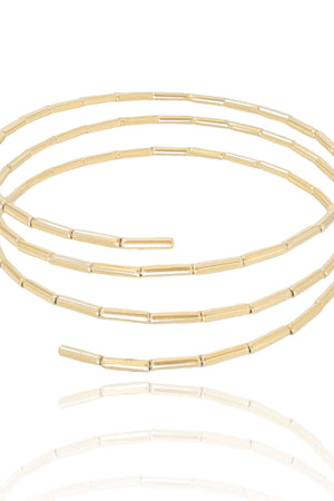 Pulseira Mola Canutilhos Três Voltas Banhado a Ouro 18K