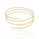 Pulseira Mola Canutilhos Três Voltas Banhado a Ouro 18K