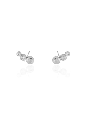 Ear Cuff Redondo Cravejado Cristal Ródio Branco