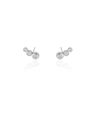 Ear Cuff Redondo Cravejado Cristal Ródio Branco