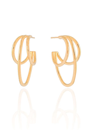 Brinco Argola Filetes Lisos 3.5 cm Banhado a Ouro 18K