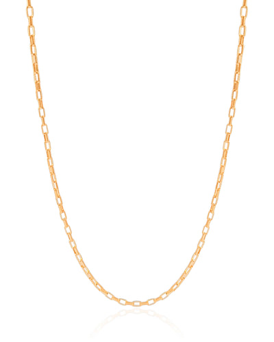 Colar Elos Retos 2 mm Banhado a Ouro 18K - 45 cm