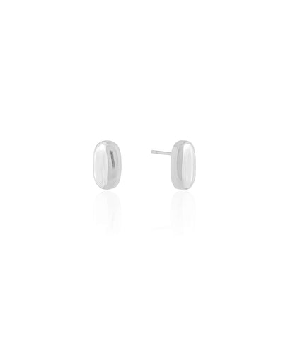 Brinco Oval Liso 1,2 cm Ródio Branco