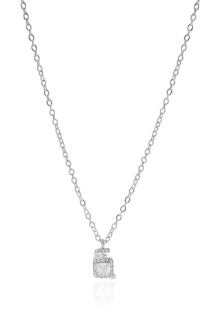 Gargantilha Elos Americanos Quadrado Cravejado Cristal Ródio Branco - 45 cm