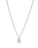 Gargantilha Elos Americanos Quadrado Cravejado Cristal Ródio Branco - 45 cm