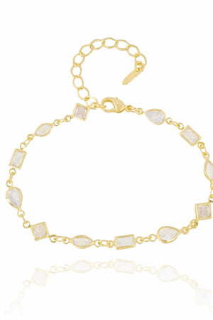 Pulseira Zircônias Diversas Cristal Banhado a Ouro 18K