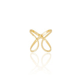Anel Ajustável X Liso Tamanho  M Banhado a Ouro 18K
