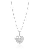 Relicário Coração Cravejado Cristal Ródio Branco - 45 cm