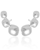 Ear Cuff Quadrados Abaulados Lisos Ródio Branco
